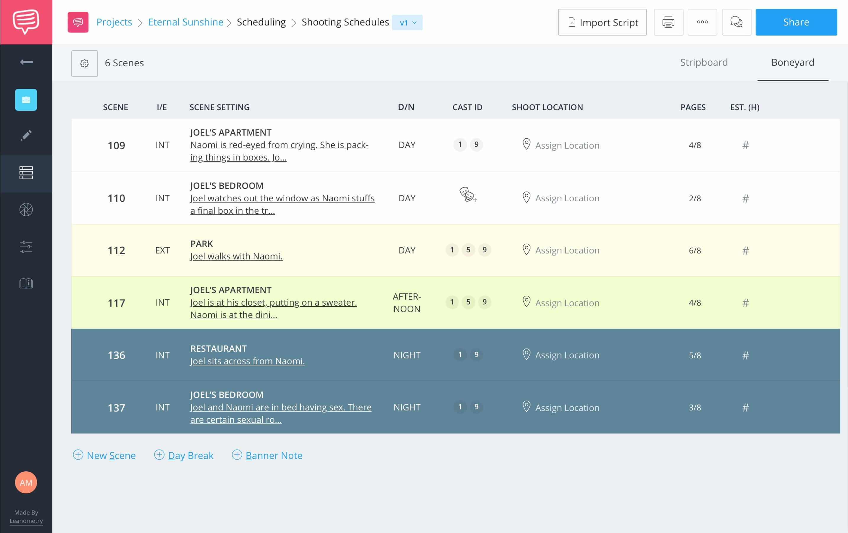 Walter Murch Rule of Six Eternal Sunshine - StudioBinder TV and Film Shooting Schedule Software
