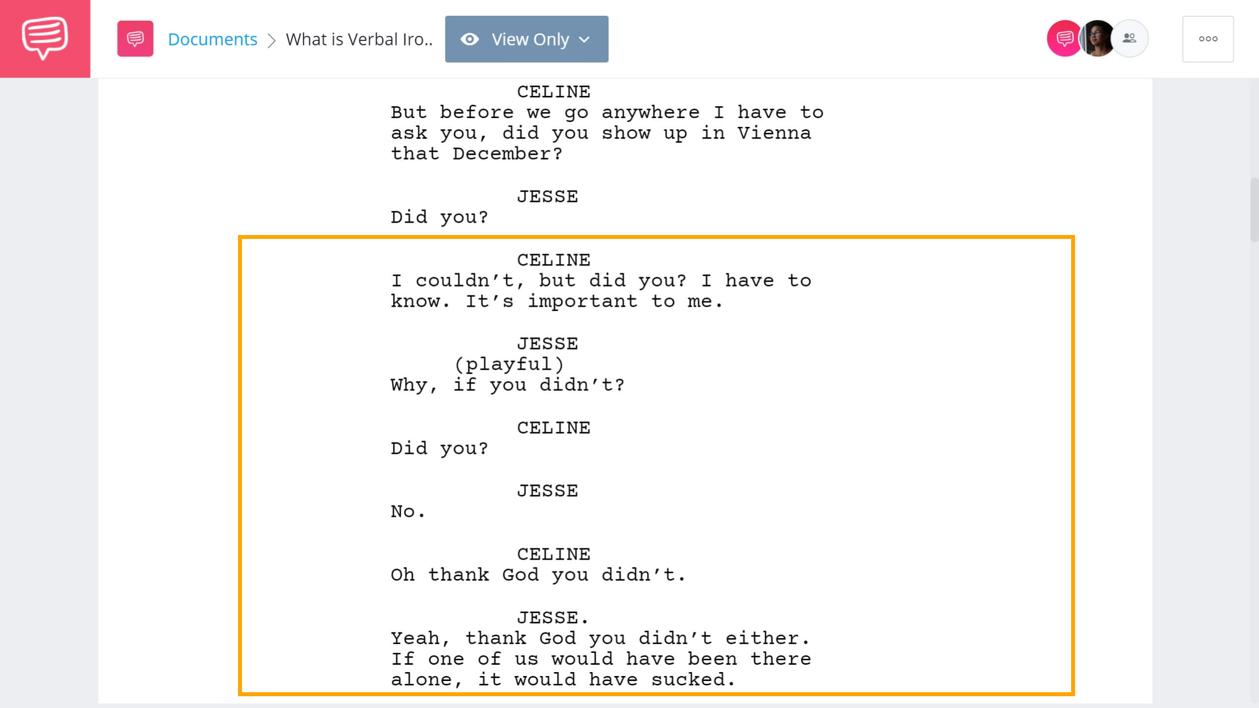 What is Verbal Irony - Before Sunset Example - StudioBinder Screenwriting Software