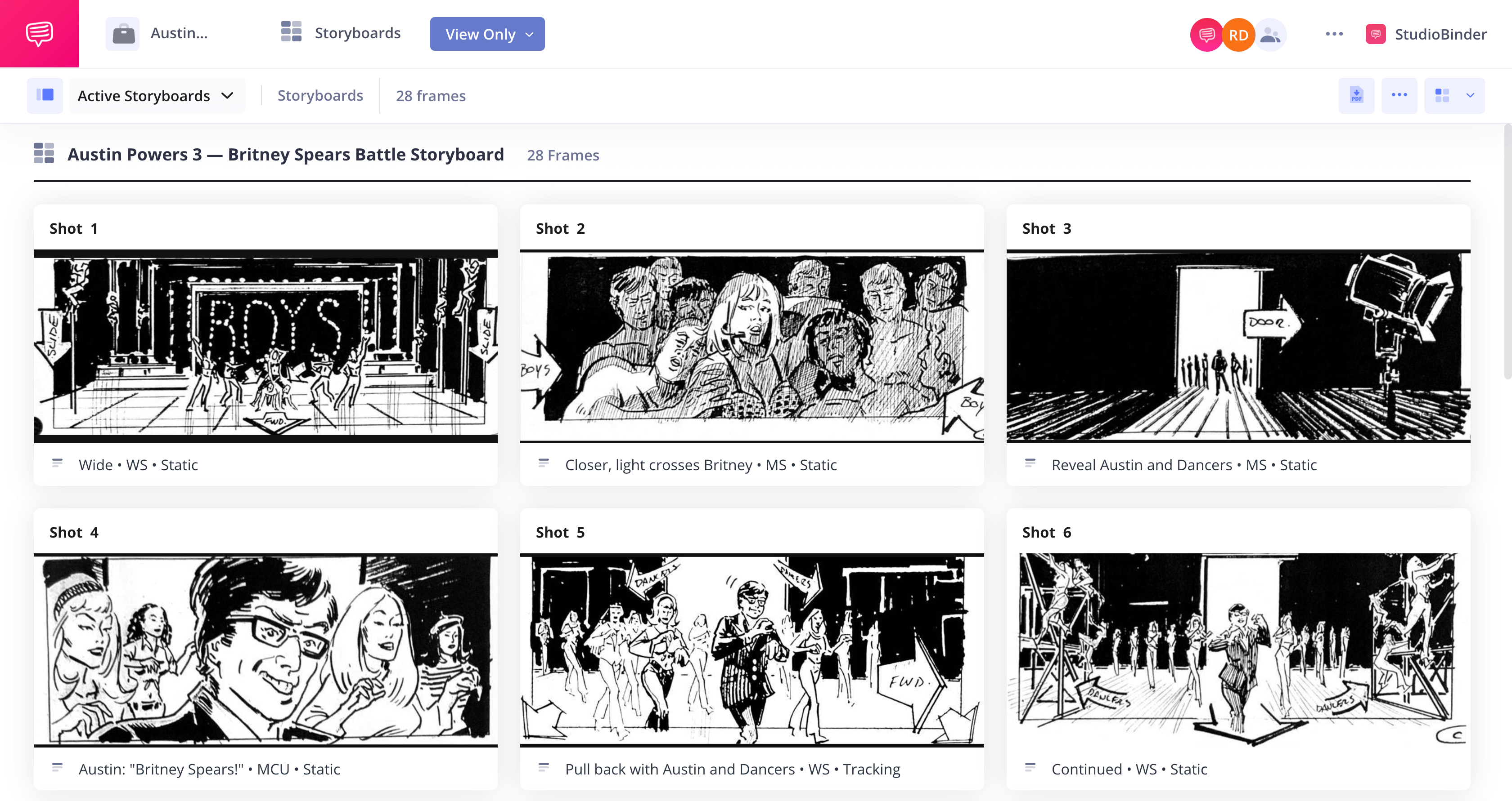 How to Make a Storyboard Austin Powers Britney Spears Storyboard StudioBinder Storyboarding Software