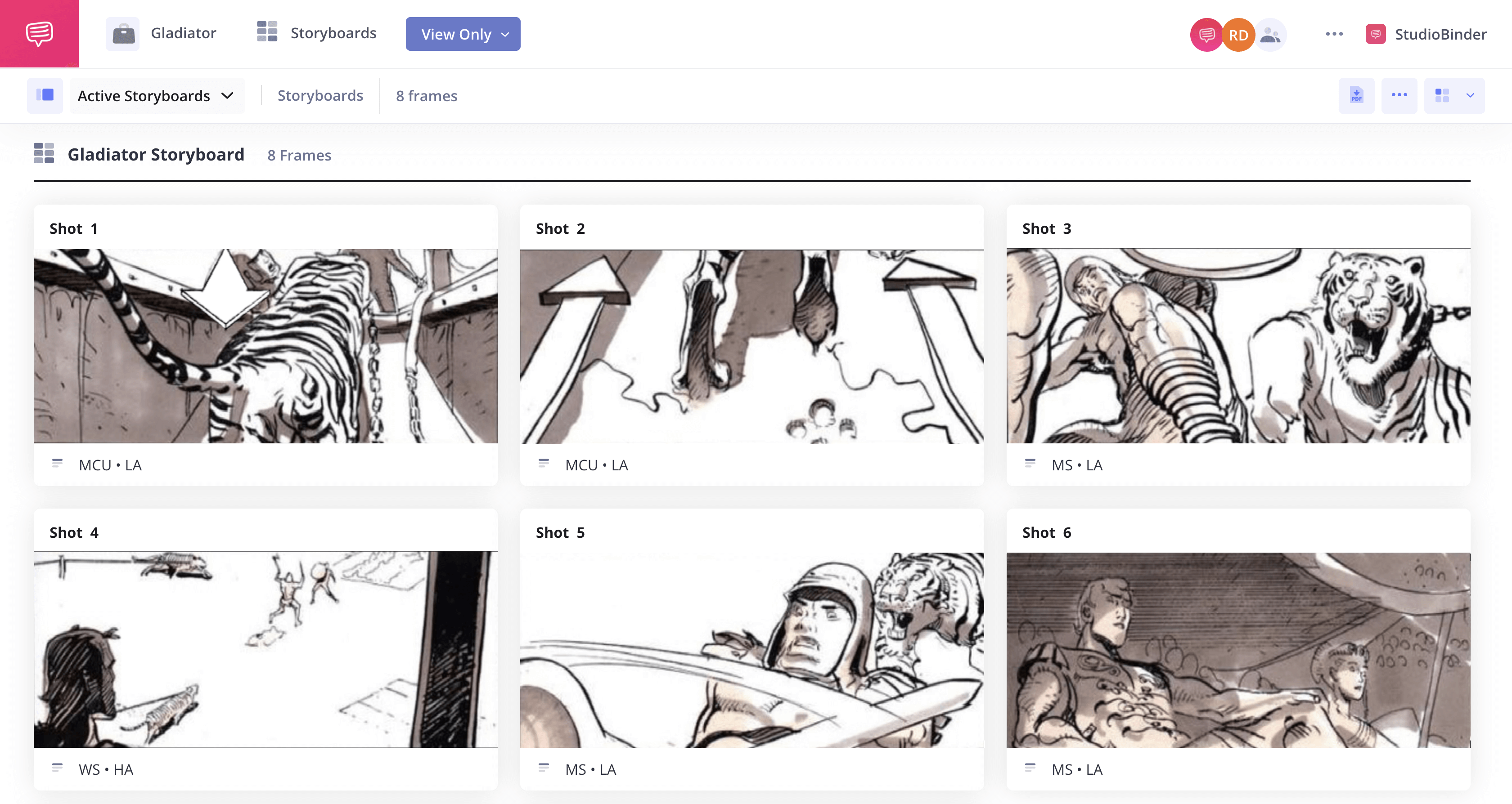 How to Make a Storyboard Gladiator Storyboard StudioBinder Storyboarding Software