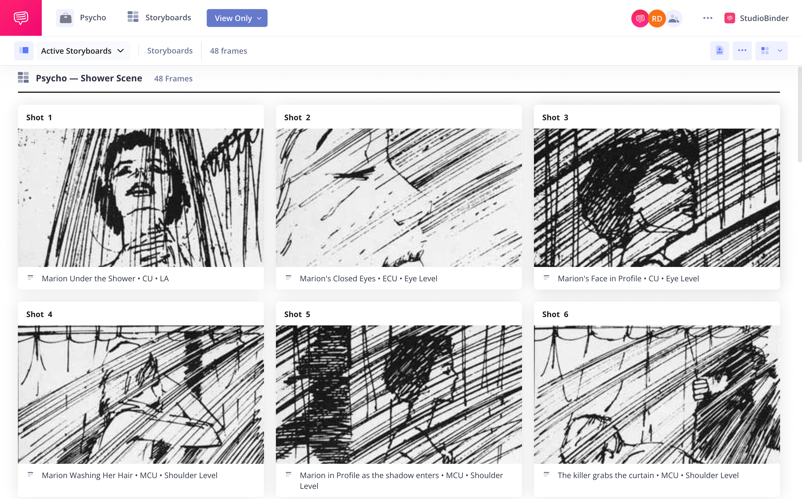 How to Make a Storyboard Psycho Shower Scene Storyboard StudioBinder Storyboarding Software