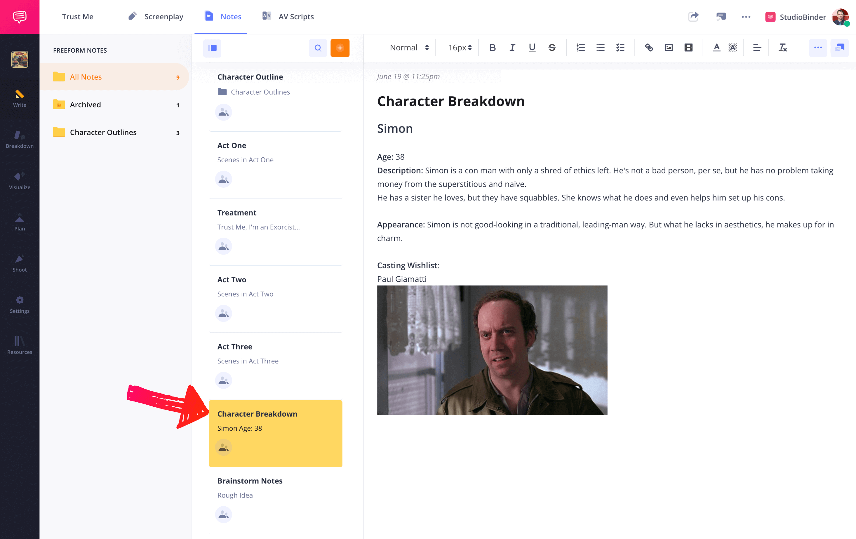 How to Write a Screenplay Character Development for Screenplay StudioBinder Screenwriting Notes Software